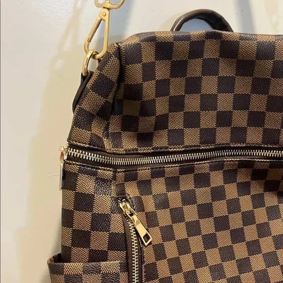 Checkered Brown Backpack - Picture 5 of 14